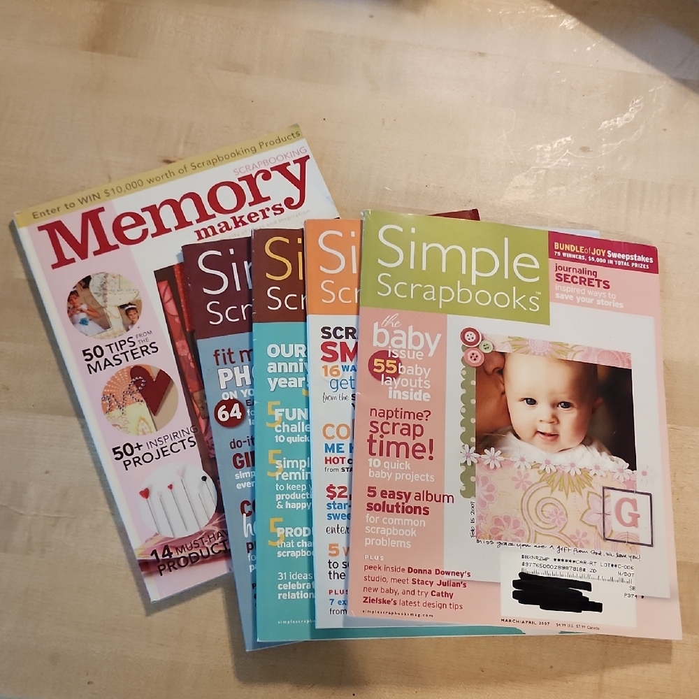 Memory Makers and Simple Scrapbooks Magazine Bundle Of 5 Great Condition